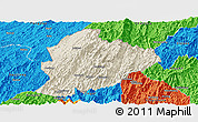 Shaded Relief Panoramic Map of Longsheng, political outside