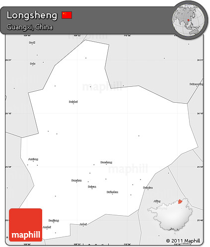 Silver Style Simple Map of Longsheng