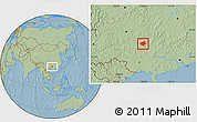 Savanna Style Location Map of Luocheng, hill shading