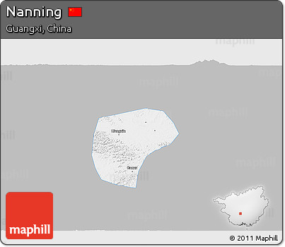 Gray 3D Map of Nanning, single color outside