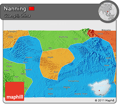 Political 3D Map of Nanning