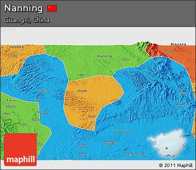 Political 3D Map of Nanning