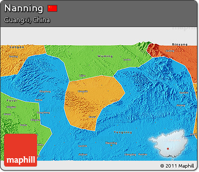 Political 3D Map of Nanning