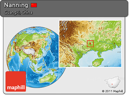 Physical Location Map of Nanning