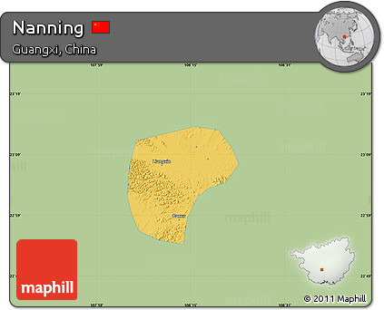 Savanna Style Map of Nanning, single color outside