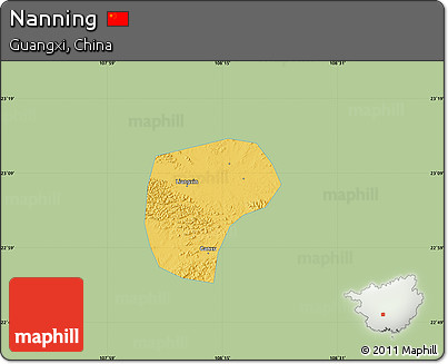 Savanna Style Map of Nanning, single color outside