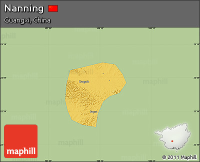 Savanna Style Map of Nanning, single color outside
