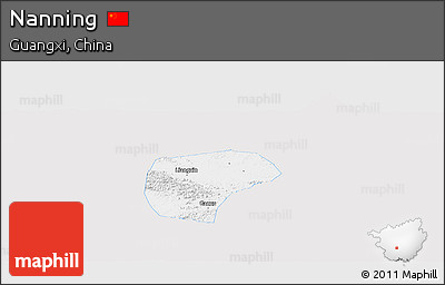 Silver Style Panoramic Map of Nanning, single color outside