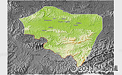 Physical 3D Map of Ningming, darken, desaturated
