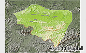 Physical 3D Map of Ningming, darken, semi-desaturated