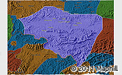 Political 3D Map of Ningming, darken