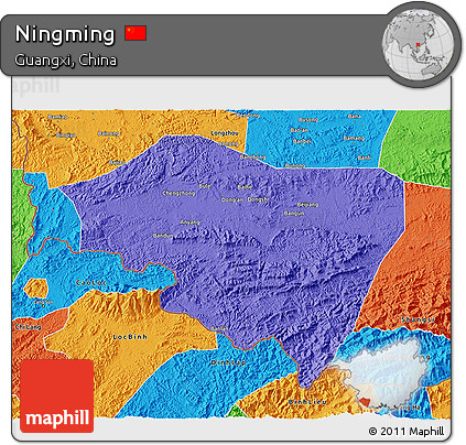Political 3D Map of Ningming