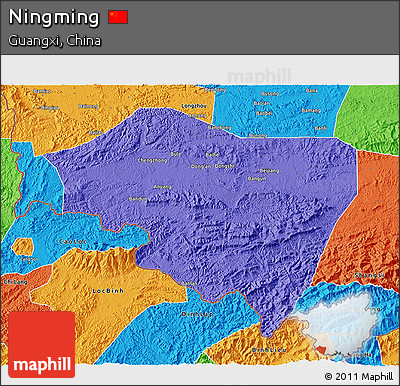 Political 3D Map of Ningming