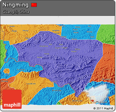 Political 3D Map of Ningming