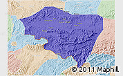 Political 3D Map of Ningming, lighten