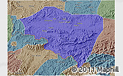 Political 3D Map of Ningming, semi-desaturated