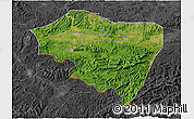 Satellite 3D Map of Ningming, darken, desaturated