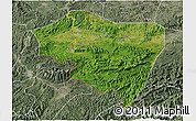 Satellite 3D Map of Ningming, semi-desaturated