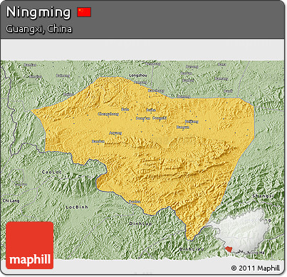 Savanna Style 3D Map of Ningming