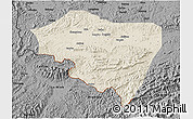 Shaded Relief 3D Map of Ningming, darken, desaturated