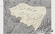 Shaded Relief 3D Map of Ningming, darken, semi-desaturated