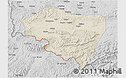 Shaded Relief 3D Map of Ningming, desaturated