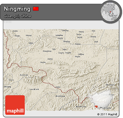 Shaded Relief 3D Map of Ningming