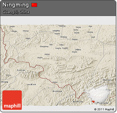 Shaded Relief 3D Map of Ningming