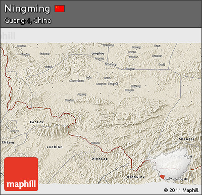 Shaded Relief 3D Map of Ningming