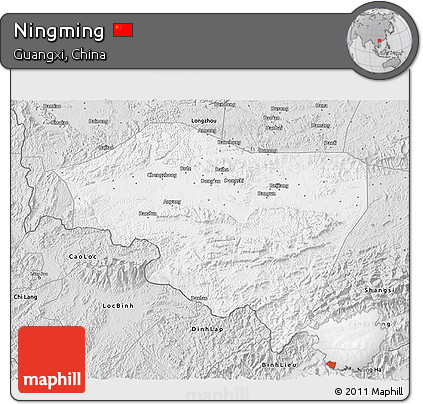 Silver Style 3D Map of Ningming