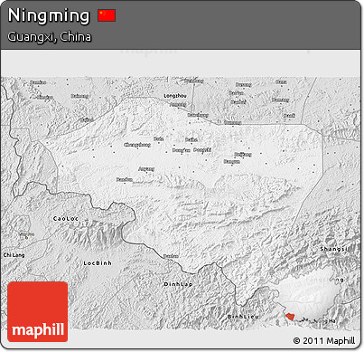 Silver Style 3D Map of Ningming