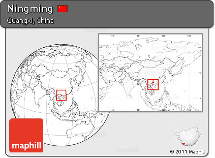 Blank Location Map of Ningming, within the entire country
