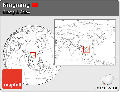Blank Location Map of Ningming, within the entire country
