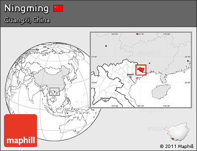 Blank Location Map of Ningming, highlighted country