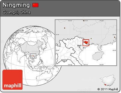 Blank Location Map of Ningming, highlighted country