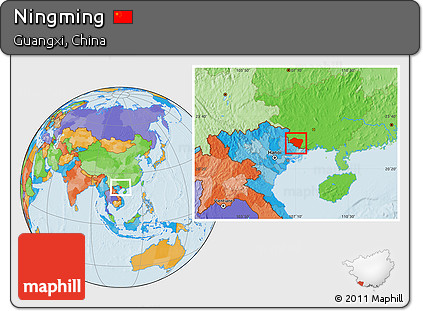 Political Location Map of Ningming