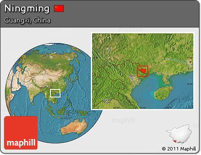 Satellite Location Map of Ningming