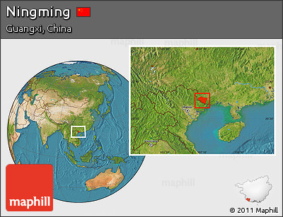 Satellite Location Map of Ningming