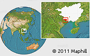 Satellite Location Map of Ningming, highlighted parent region