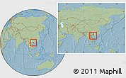 Savanna Style Location Map of Ningming, within the entire country, hill shading