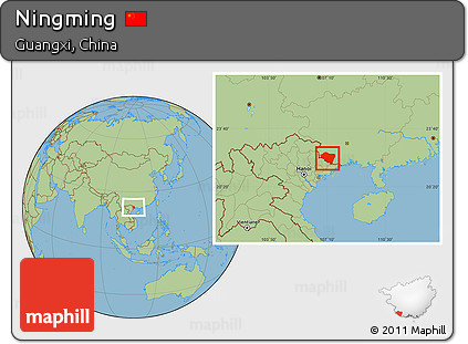 Savanna Style Location Map of Ningming