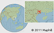 Savanna Style Location Map of Ningming, hill shading