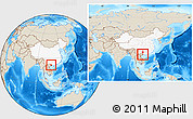 Shaded Relief Location Map of Ningming, highlighted country, within the entire country