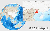 Shaded Relief Location Map of Ningming, highlighted country