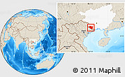 Shaded Relief Location Map of Ningming, highlighted parent region
