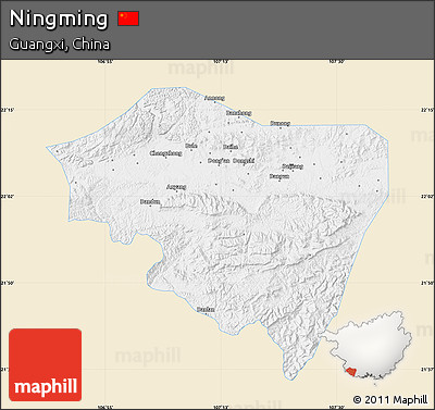 Classic Style Map of Ningming, single color outside