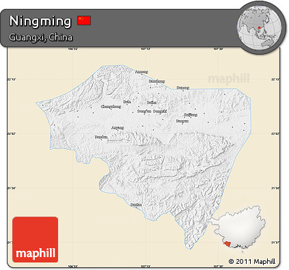 Classic Style Map of Ningming, single color outside