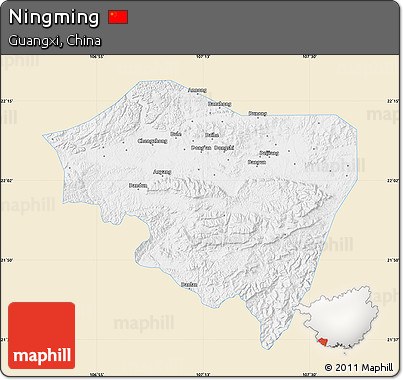 Classic Style Map of Ningming, single color outside