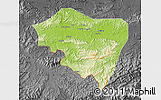 Physical Map of Ningming, darken, desaturated