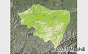 Physical Map of Ningming, darken, semi-desaturated